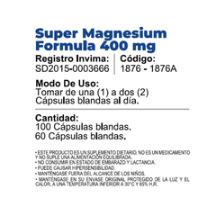 Super Magnesium Formula 400 mg ® (Magnesium Citrate, Aspartate, And  Lactate)
